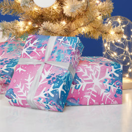 Funky Brights Christmas Pink Blue Snowflake Geschenkpapier