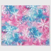 Funky Brights Christmas Pink Blue Snowflake Geschenkpapier (Flach)