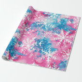 Funky Brights Christmas Pink Blue Snowflake Geschenkpapier (Ungerollt)