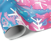Funky Brights Christmas Pink Blue Snowflake Geschenkpapier (Rolleneckpunkt)