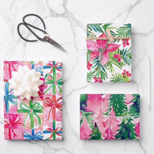 Funky Brights Christmas Themed Geschenkpapier Set (Vorderseite)