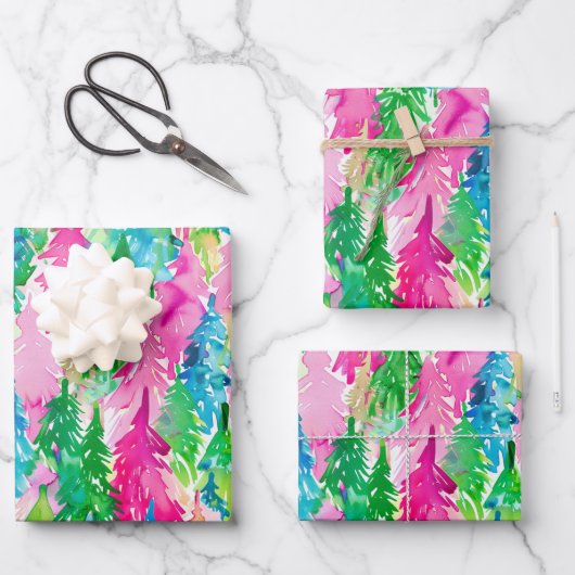 Funky Brights Christmas Tree Geschenkpapier Set (Vorderseite)