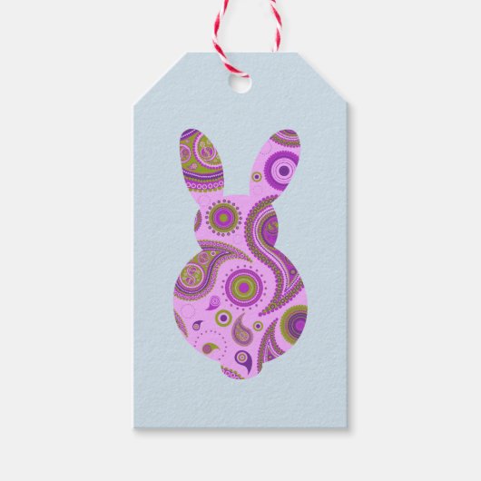 Funky Bunny im Crazy Paisley Geschenketikett Geschenkanhänger (Vorderseite)