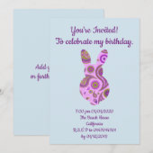 Funky Bunny in Crazy Paisley Custom Einladung (Vorne/Hinten)