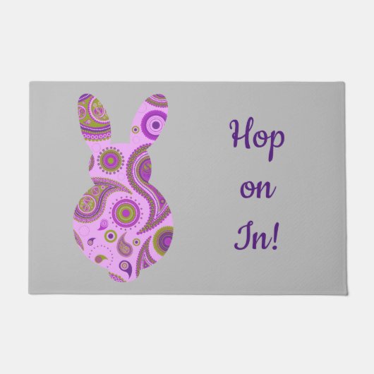 Funky Bunny in Crazy Paisley Fußmatte (Vorderseite)