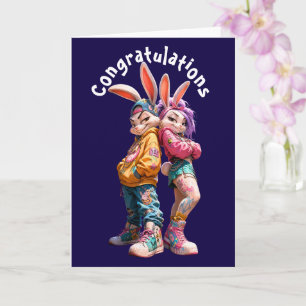 Funky Bunny Teen Paarkarten zur Gratulation Karte