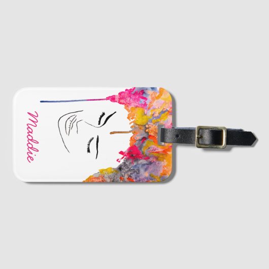 Funky bunt regenbogenfarbene Lady Art Gepäckanhänger (Vorderseite (Horizontal))