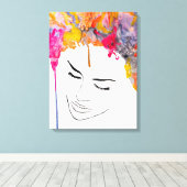 Funky bunt regenbogenfarbene Lady Art Leinwanddruck (Insitu (Holzboden))