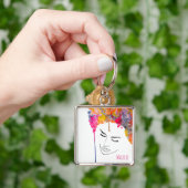 Funky bunt regenbogenfarbene Lady Art Schlüsselanhänger (Hand)