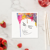 Funky bunt regenbogenfarbene Lady Art Serviette (Beispiel)