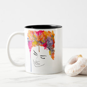 Funky bunt regenbogenfarbene Lady Art Zweifarbige Tasse