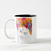 Funky bunt regenbogenfarbene Lady Art Zweifarbige Tasse (Links)