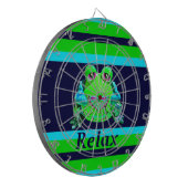 Funky bunter Frosch ENTSPANNEN sich aquamarine Dartscheibe (Vorderseite Links)