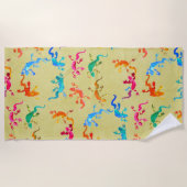 Funky bunter Gecko-Eidechse Strandstyle Strandtuch (Vorderseite)