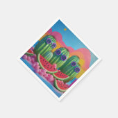 Funky Cacti mit Sonnenbrille, Wassermelone und Can Serviette (Ecke)