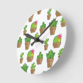 Funky Cactus Runde Wanduhr (Winkel)
