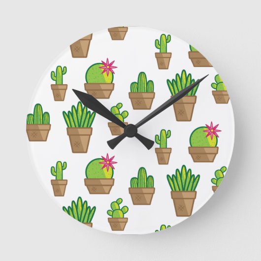 Funky Cactus Runde Wanduhr (Vorderseite)