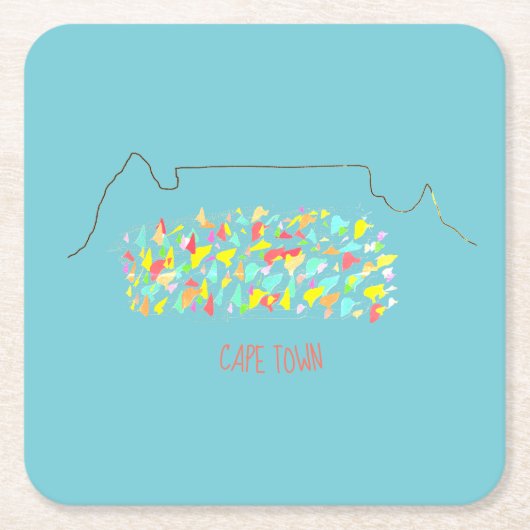 Funky Cape Town Table Mountain farbenfroher Unters Rechteckiger Pappuntersetzer (Vorderseite)