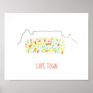 Funky Cape Town ZA Tafelberg farbenfroh Poster