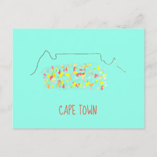 Funky Cape Town ZA Tafelberg farbenfroh Postkarte