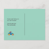 Funky Car Moving Zuhause Ankündigungspostkarte (Rückseite)