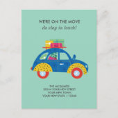 Funky Car Moving Zuhause Ankündigungspostkarte (Vorderseite)