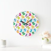 Funky Cartoon Monster Numbers Math School Pattern Große Wanduhr (Zuhause)