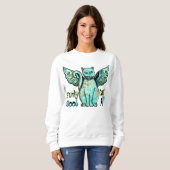 Funky Cat (Ladys Long Sleeve T - Shirt) Sweatshirt (Vorne ganz)
