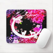 Funky Cats in Moon Garden Mousepad (Mit Mouse)