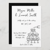 Funky Champagnerturm Save the Date Hochzeit Einladung (Vorne/Hinten)