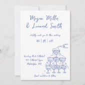 Funky Champagnerturm Save the Date Hochzeit Einladung (Vorderseite)