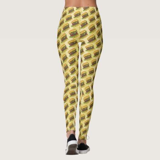 Funky Cheeseburger Strickschnelles Burger Print Leggings (Rückseite)