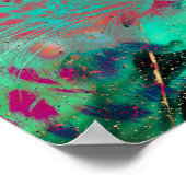 Funky Cheetah Psychedelic Mint Hot Pink Art Poster (Ecke)