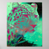 Funky Cheetah Psychedelic Mint Hot Pink Art Poster (Vorne)