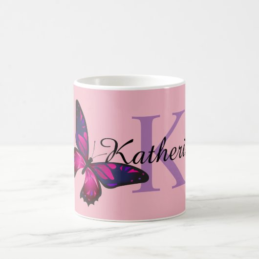 Funky Chic Butterfly Monogram Coffee Tasse (Mittel)