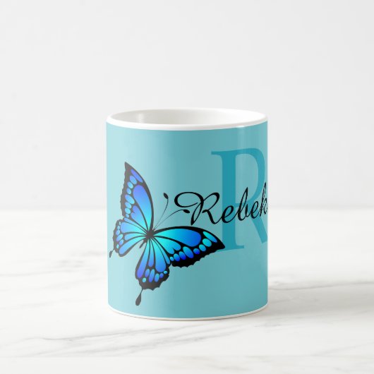 Funky Chic Butterfly Monogram Coffee Tasse (Mittel)