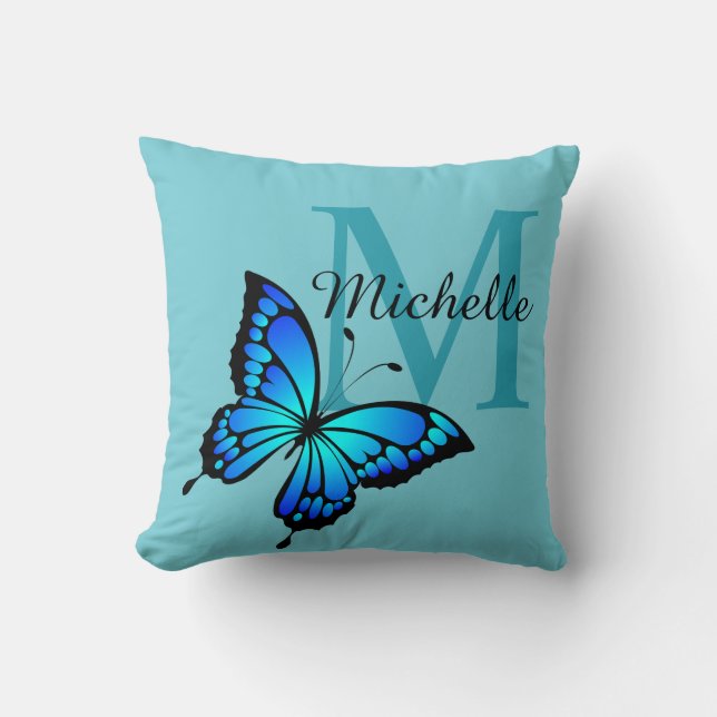 Funky Chic Butterfly Monogram Kissen (Vorderseite)