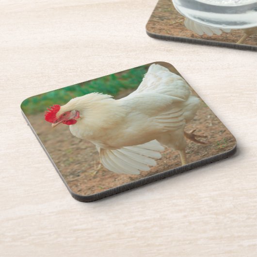 Funky Chicken Hen Hy Line Silver Brown Getränkeuntersetzer (Linke Seite)