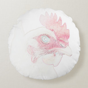 Funky Chicken Hen Rooster Head Rundes Kissen