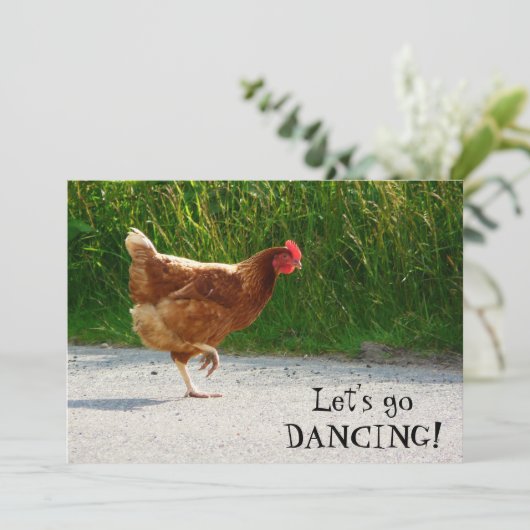 Funky Chicken - Lass uns tanzen gehen! Einladung (Stehend Vorderseite)