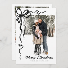 Funky Christmas Boho Black Bow Ribbon 5 Photo Feiertagskarte