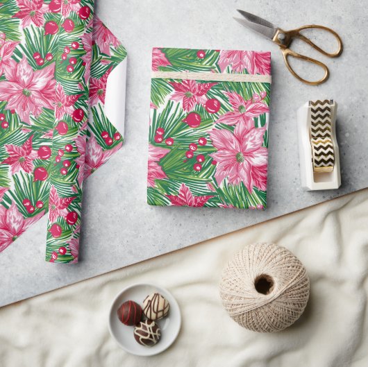 Funky Christmas Foliage Patterned Geschenkpapier (Kunsthandwerk)