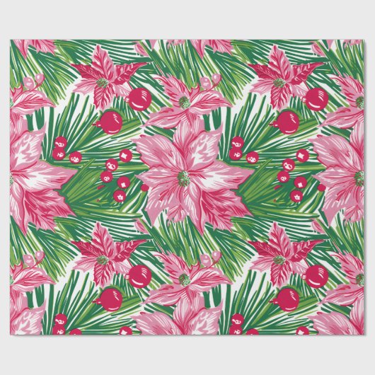 Funky Christmas Foliage Patterned  Geschenkpapier (Flach)