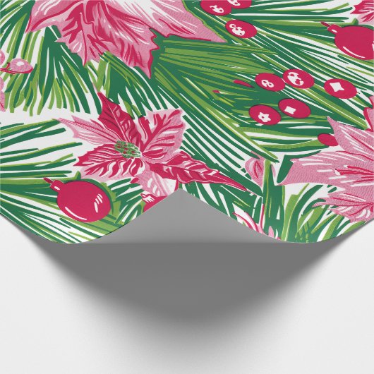 Funky Christmas Foliage Patterned  Geschenkpapier (Ecke)