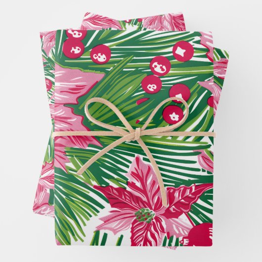 Funky Christmas Foliage Patterned Geschenkpapier Set (Beispiel)