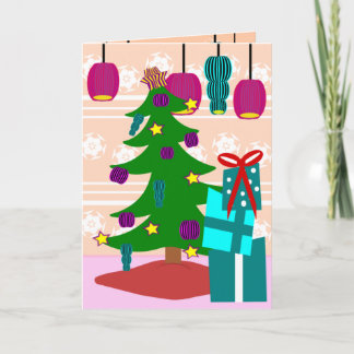 Funky Christmas Tree and Gift Greeting Card Feiertagskarte