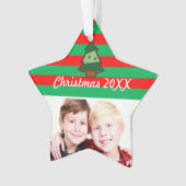 Funky Christmas Tree and Stripes Custom Foto Ornament (Vorderseite)