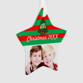 Funky Christmas Tree and Stripes Custom Foto Ornament (Vorderseite)