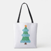Funky Christmas Tree in Pointillism Leinensäcken Tasche (Rückseite)