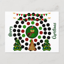 Funky Christmas Tree Owl Polka Dots Feiertagspostkarte